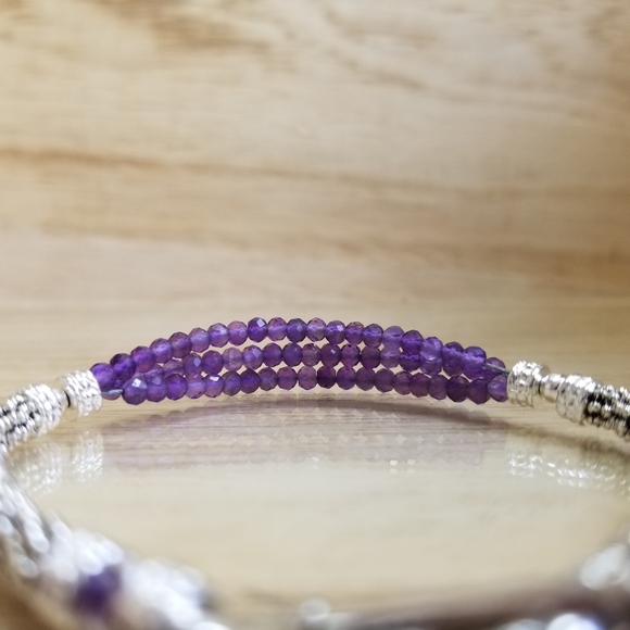 Two Tone Amethyst Ladies Toggle Bracelet - Picture 6 of 16